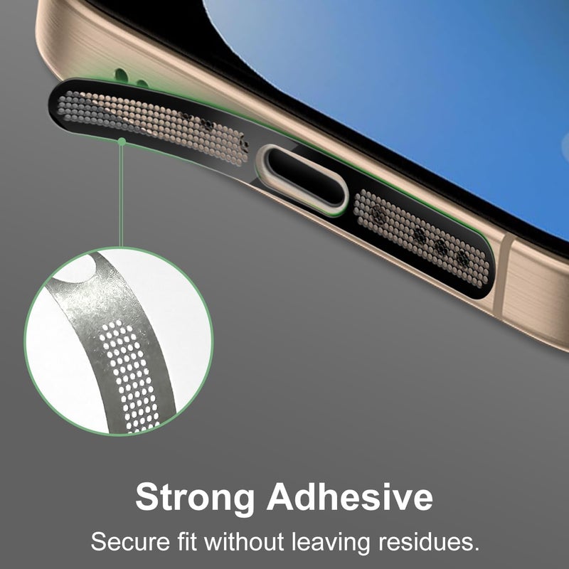 Limvory Speaker Dust Cover for iPhone 17/16 Pro Max /16 Pro /15 Pro/ 15 Pro Max, iPhone Speaker Protector Anti Dust Plugs Proof Adhesive Cover - 6pcs/Black - Image 4